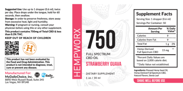 hempworx 750 strawberry guava label